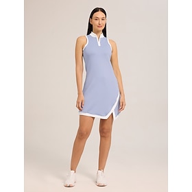 Women's Golf Dress Denim Blue Sleeveless Dress Ladies Golf Attire Clothes Outfits Wear Apparel