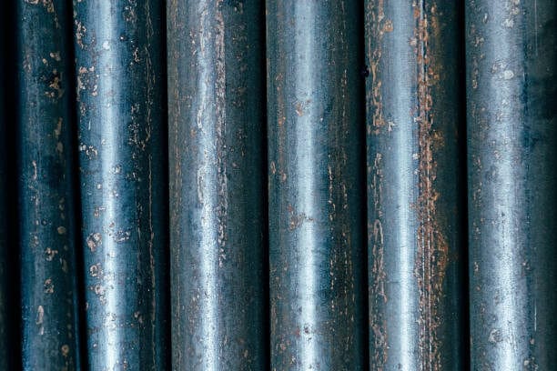 Stack of rusty metal pipes , Rusty pipes.