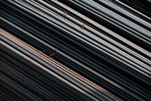 A large number of reinforcing steel bar in the construction site.